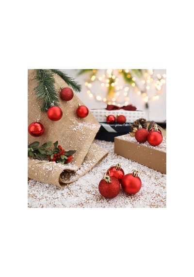 Ers 12 Adet Parlak Kırmızı 3 Cm Mini Yılbaşı Topu, Noel Çam Ağacı Topu, Süs Topu Diğer