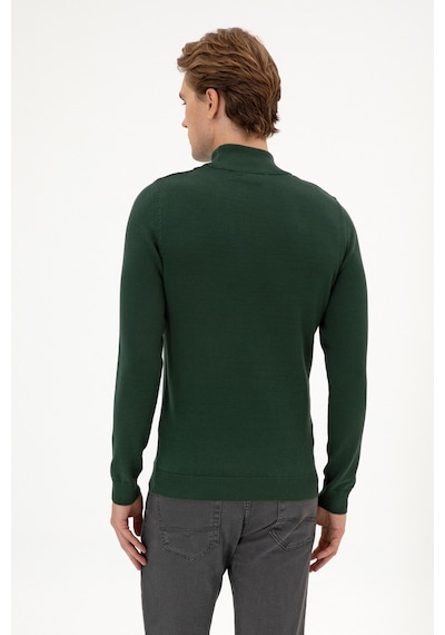 U.S. Polo Assn. Erkek Slim Fit Boğazlı Koyu Yeşil Basic Kazak 50313712-VR079