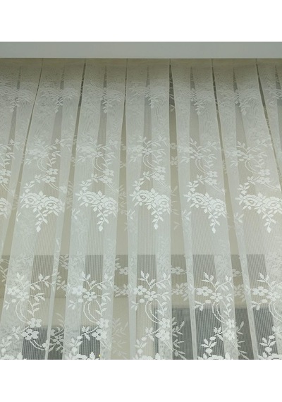Çiçek Desenli Fransız Dantel Tül Perde, 200x260, Sık Pile, 1/3 Çok Renkli