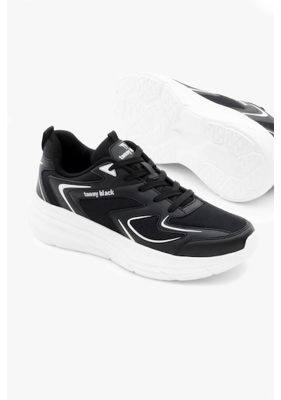 Tonny Black Nefes Alabilen Kumaş Faylon Taban Bağcıklı Unisex Siyah Beyaz Spor Ayakkabı Tbals015 Siyah Beyaz