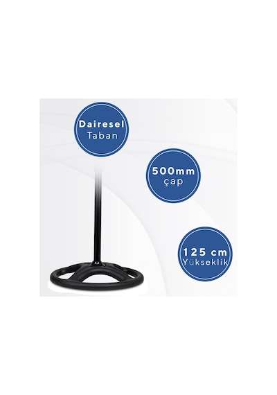 Kumtel KTF-340 Siyah 18 İnç Sanayi Tipi Vantilatör 3in1 60 W,5 Kanatlı, 3 Kademeli, 132 cm Ayarlanabilir Yükseklik