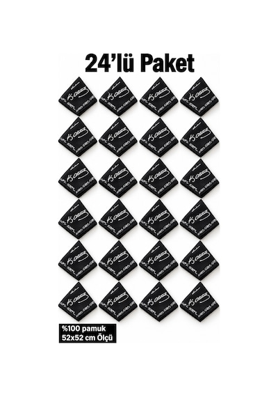 Herşeynota 24 Lü Siyah Atatürk İmzalı 52x52 Cm %100 Pamuk Fular Bandana Seti Okul, Tören, Gösteri Çok Renkli