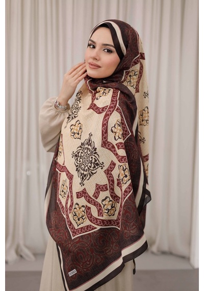 Mimiyum Rüveyda Premium Soft Şal Bordo Bej Çok Renkli