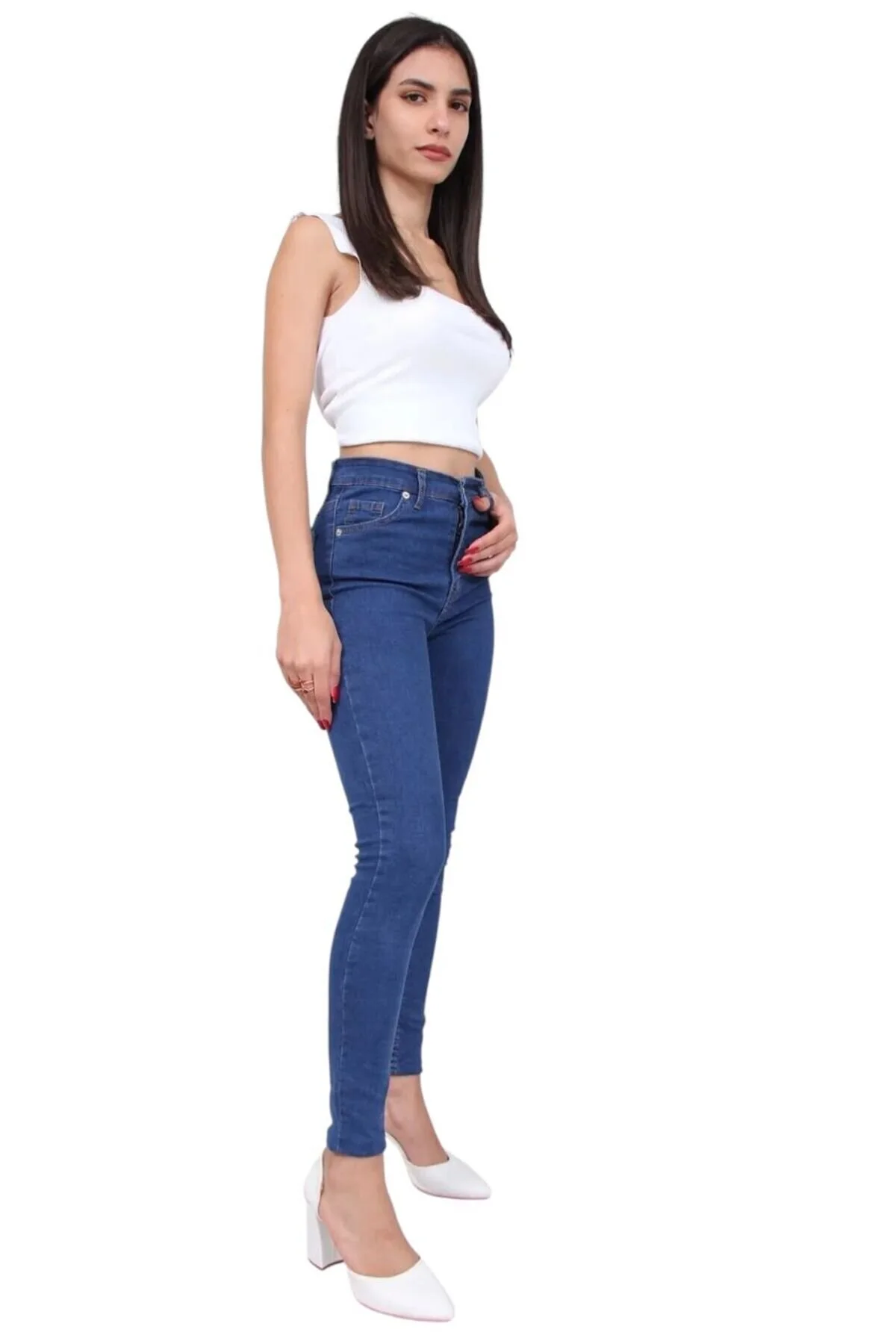 Dar Paça Lacivert Kot Pantalon Lacivert