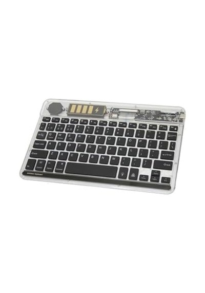 Zr612 Taşınabilir Ultra İnce İpad Tablet Laptop Uyumlu Rgb Işıklı Şeffaf Bluetooth Klavye