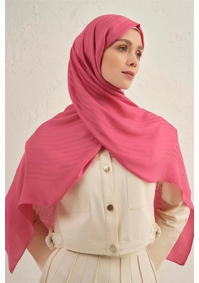 Armine Lyocell Viscon Stripes Desenli Şal 2 Pembe
