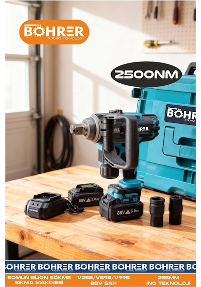Çift Akülü 2400nm Tutma Destekli Yeni Nesil 88v 5ah Yüksek Somun Sıkma Ticari Bijon Sökme Makinesi
