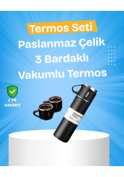 Paslanmaz Çelik Termos Seti 500 Ml Kapasite, 6-12 Saat Isı Koruma, Hediye Kutulu Renkli