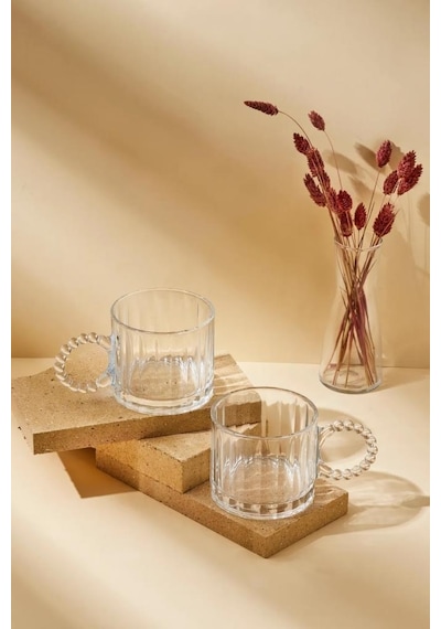 Kapris Boncuk Kulplu Cam Kupa 2'li 250 ML