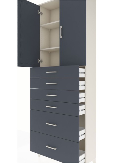 Arges Dolap 3 Raflı 6 Çekmeceli 2 Kapaklı 88x30x243 Aytaşı-antrasit Aytası