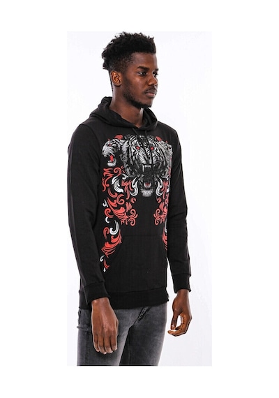 Wessi Siyah Kapşonlu Baskılı Sweatshirt Siyah