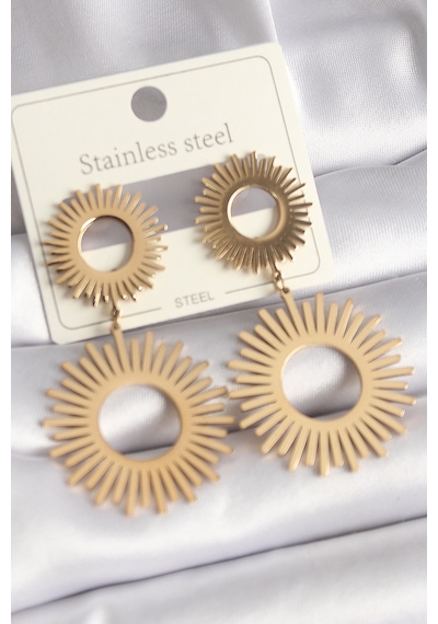 316l Çelik Gold Renk Güneş Model Kadın Küpe - Lisinya Diğer