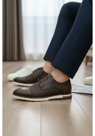 Enoch Erkek Smart Casual Ayakkabı - Tekstüre Detaylı Esnek Hafif Tabanlı Şehir Şıklığı Ve Ofis Ayakkabısı Kahverengi