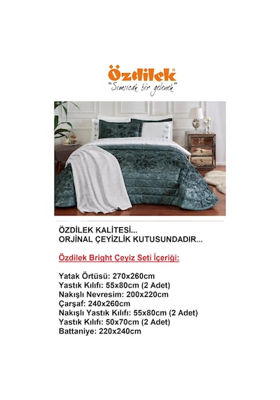 Özdilek Premium 10 Parça Çift Kişilik Çeyiz Seti-bright İndigo