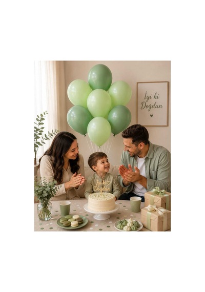 Yeşil Koyu & Açık Lateks Balon Seti 10'lu 5 Koyu 5 Açık Yeşil Doğum Günü Parti Balon Seti Çok Renkli