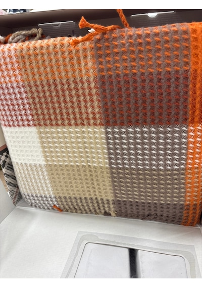 Sesli Comfort Kahve Ekose Skoç Pamuk Örme Battaniye 200x220 Çift Kişilik Battal Diğer