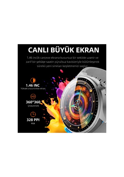 Hw7 Pro+ Akıllı Saat 1.46" Hd Ekran Bluetooth Arama Uzun Pil Ömrü Sesli Asistan Su Geçirmez Gri