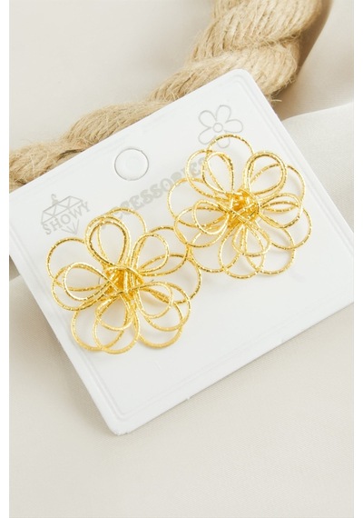 Gül - 267 - Metal - Nazblsmm - Küpe Sarı