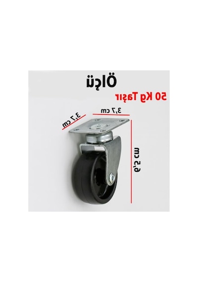 4'lü Set 50 Mm Tablalı Dönerli Mobilya Tekerleği, Siyah