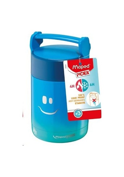 Maped Picnik Gülen Yüz Çelik Yemek Termosu (Sefer Tası) 350 Ml Mavi Çok Renkli
