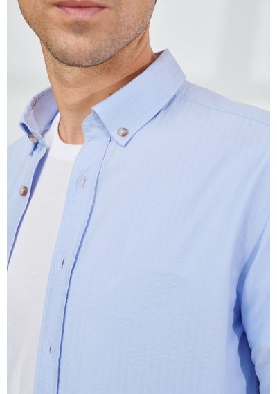 AC&Co / Altınyıldız Classics Erkek Mavı Slim Fit Dar Kesim Düğmeli Yaka %100 Pamuk Gömlek Mavı Mavi AC&Co / Altınyıldız Classics Erkek Mavı Slim Fit Dar Kesim Düğmeli Yaka %100 Pamuk Gömlek Mavı Mavi