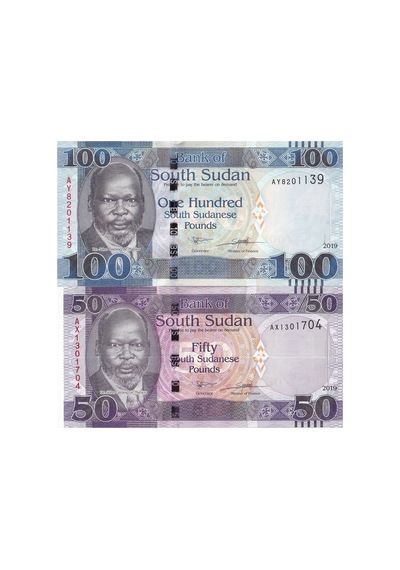 Güney Sudan 2019 Yılı 50 - 100 Pound Yabancı Kağıt Para Set Çil Unc Koleksiyon Para