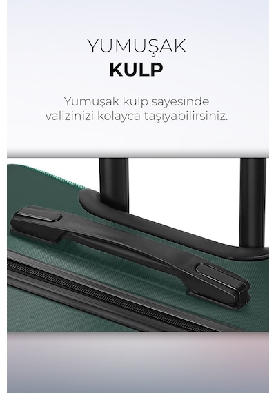 Polo & Sky Polo&Sky Elmas Model Haki Renk Orta Boy Valiz Haki