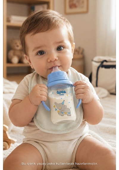 Wee Baby Klasik Kulplu PP Biberon 150 ML Mavi