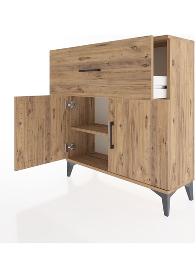 Arges Şifonyer Tek Raflı Tek Çekmeceli 2 Kapaklı 88x30x96 Çam-çam Atlas Çam
