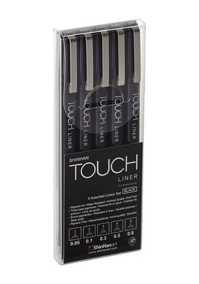 Touch Liner Teknik Çizim Kalemi 5Li Set Siyah Sh4100005