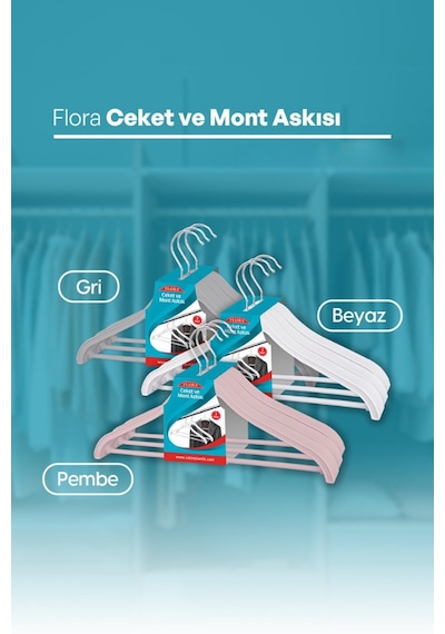 Takım Elbise, Ceket, Mont Askısı Barlı Döner Başlıklı 3 Adet Beyaz