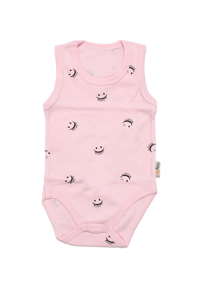 Bebegen Unisex Pembe Gülücük Baskılı Askılı Zıbın Çok Renkli