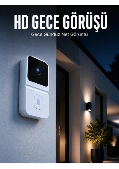 Beyaz Akıllı Güvenlik Kapı Zili Telefon Kontrollü Wi-fi Görüntülü Kapı Zili