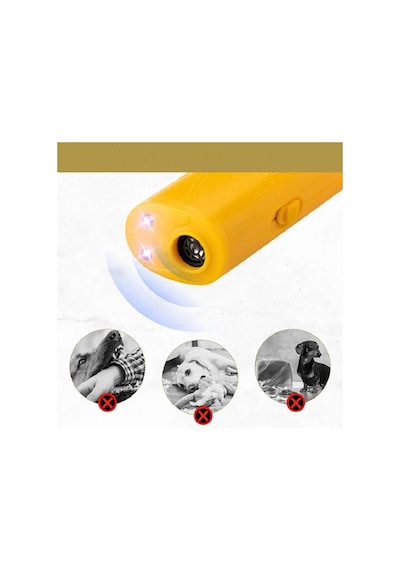 3'ü 1 Arada Köpek Kovucu Havlama Cihazı Ultrasonik Köpek Kovucu Led El Yellow