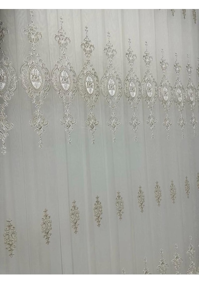 Sierra Altın Işlemeli 108 1/3 Sık Pileli Tül Perde 250 X 250