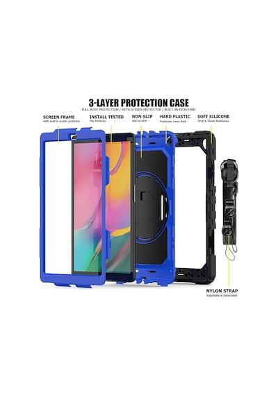 Newface Samsung Galaxy Uyumlu T290 Tab A 8 Kılıf Pars Tablet Kapak Semeglbl - 5 - Mavi