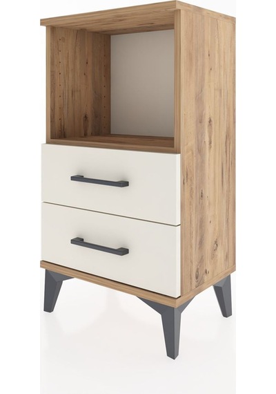 Arges Komodin Tek Raflı 2 Çekmeceli 44x30x80 Çam-aytaşı Atlas Çam