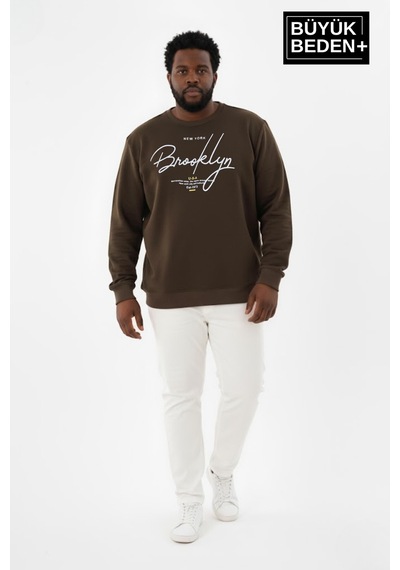 Süperlife Erkek Büyük Beden El Yazılı Brooklyn Baskılı Bisiklet Yaka İnce Sweatshirt Spr26bsw956-6 Haki Süperlife Erkek Büyük Beden El Yazılı Brooklyn Baskılı Bisiklet Yaka İnce Sweatshirt Spr26bsw956-6 Haki