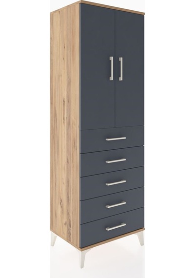 Hyperion Dolap 2 Raflı 5 Çekmeceli 2 Kapaklı 60x44x182 Çam-an... Çam