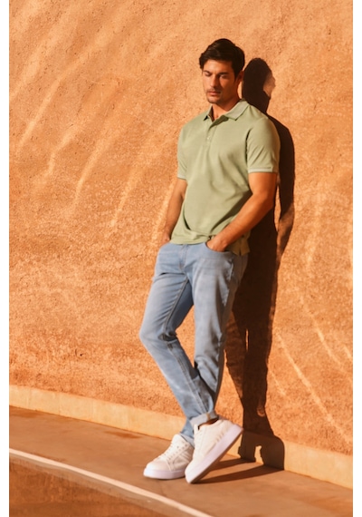 Ac&Co / Altınyıldız Classics 4A4820200047Ysls Düğmeli Polo Yaka Cepsiz Slim Fit Erkek Tişört Yeşil