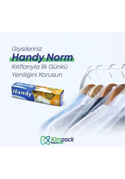 Handy Vakumsuz Şeffaf Giyisi Elbise Ceket Mont Askı Kılıfı Poşeti Torbası - 10 Adetlik 5 Kutu