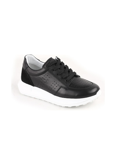 Libero L10.2255 Hakiki Deri Baskılı Ultra Hafif Kalın Eva Taban Kadın Casual Sneaker Siyah