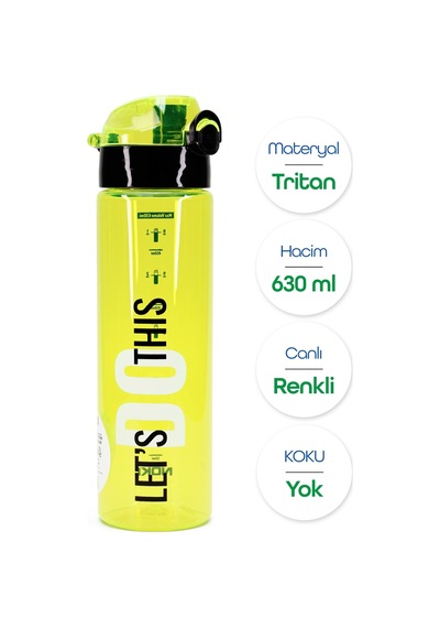 Su Matarası Tritan Geniş Ağız Su Şişesi Lets Do This Spor Matarası Suluğu Bpasız 630 Ml Sarı 0102