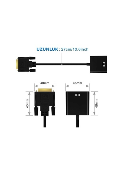 Powermaster Dvi-D To Vga 24+1 Çevirici Adaptör  Kablo