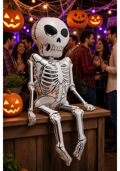 Halloween Folyo Balon İskelet 158x86 Cm Cadılar Bayramı Parti Süsü Büyük Boy Dekorasyon Balonu Çok Renkli