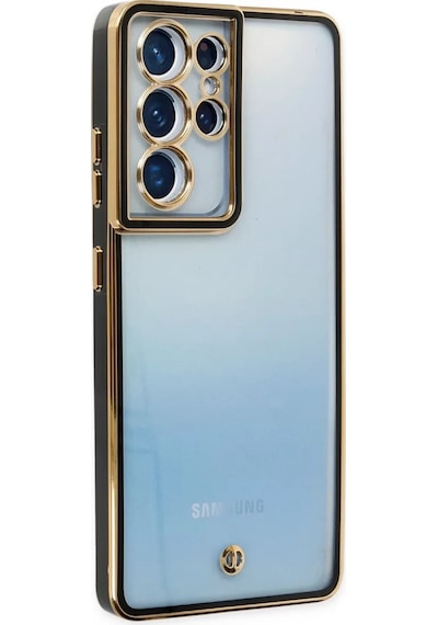 Newface Samsung Galaxy S21 Ultra Kılıf Liva Lens Silikon - Siyah Mavi