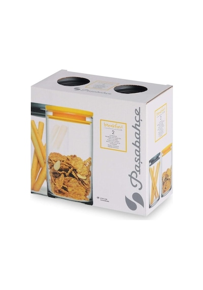 Lexroo Breakfast Club Gri Vakumlu Cam Kavanoz 730cc 2'li