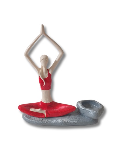 Yogacı Kız Polyester Çubuk Tütsülük Ve Tealight Mumluk Kırmızı 0