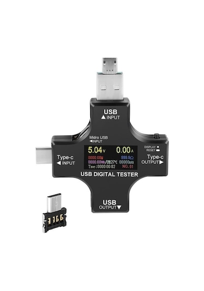 Powermaster Pm-26611 Usb / Type-c Dijital Tester Voltmetre Ampermetre Multimetre Ve Otg Test Cihazı