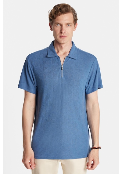 Tudors Erkek Slim Fit Dar Kesim Viskon Fermuarlı Polo Yaka Mavi Tişört-34355 Mavi Tudors Erkek Slim Fit Dar Kesim Viskon Fermuarlı Polo Yaka Mavi Tişört-34355 Mavi
